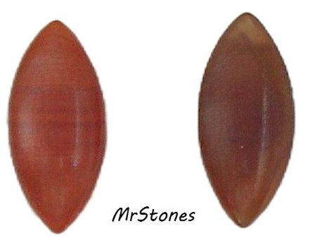 15x7mm (3146) Cornelian Orange Brown Marquise Navette Buff Top Doublet West Germany