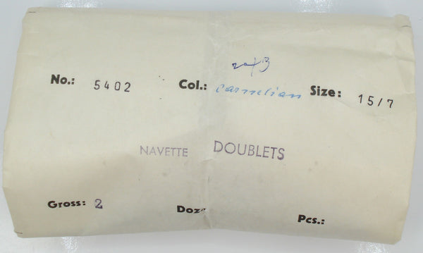 15x7mm (3146) Cornelian Orange Brown Marquise Navette Buff Top Doublet West Germany