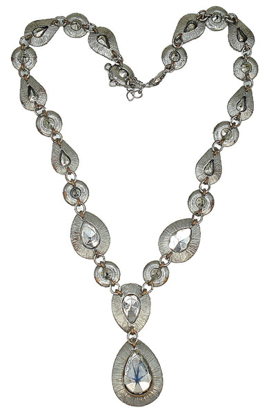 Necklace Silver Tone Montana Sapphire Crystal Rhinestone Trim