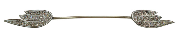 4 1/4" Stick Pin Pot Metal Deco? 2 Winged Crystal Rhinestones