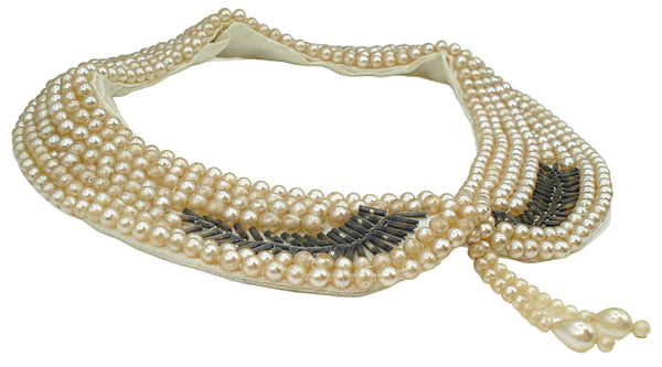 Collar Necklace "Truly Regal ART CRAFT Made in Japan" Faux Creme Pearls Dangles
