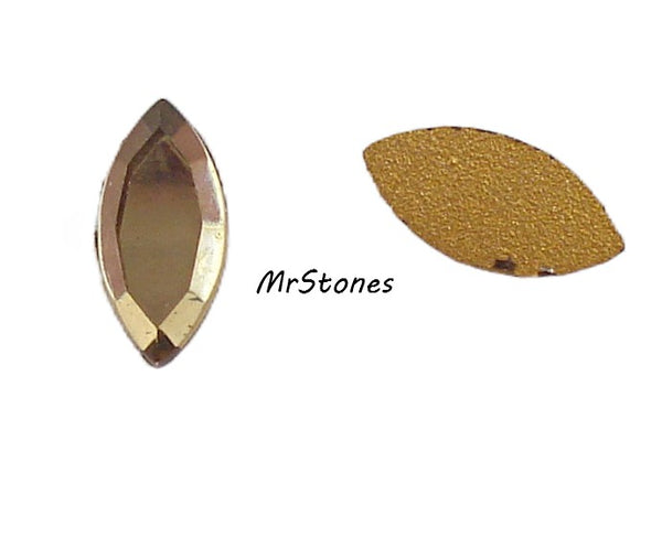 6x3mm (2200/2) Medium Smoked Topaz (Lighter) Marquise Navette Flatback West Germany