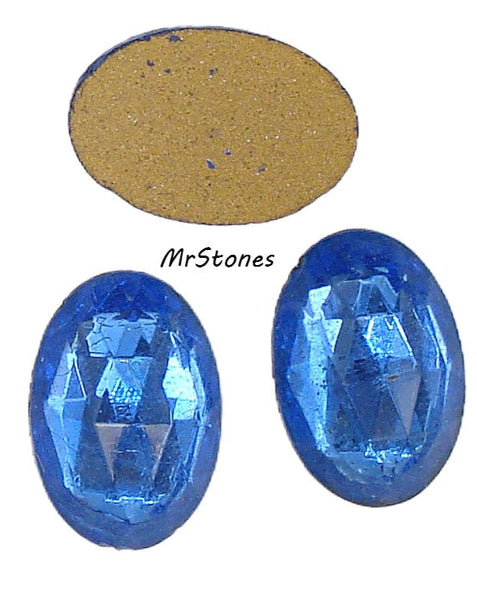 16x11mm (3293) Sapphire Blue Oval Rauten Rose Cut Flatback Fully Faceted Top
