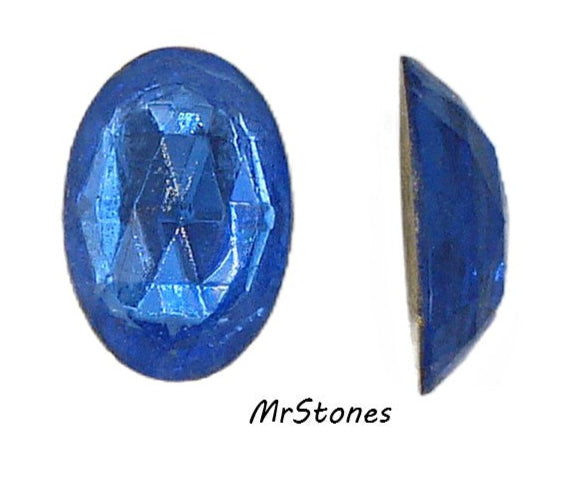 16x11mm (3293) Sapphire Blue Oval Rauten Rose Cut Flatback Fully Faceted Top