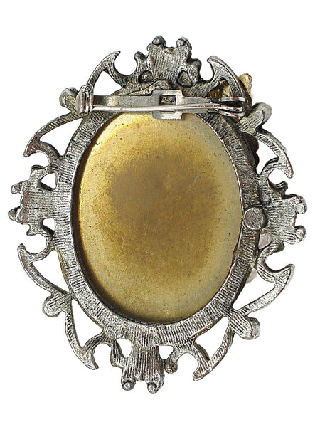Victorian Revival Brooch Gold Tone Floral Arrangment 2.5"