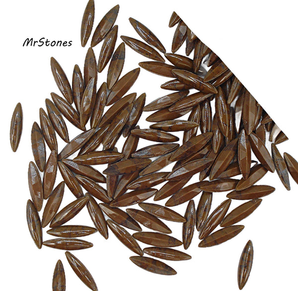 15x4mm (3146) Brown Black Matrix Marquise Navette Buff Top Doublet West Germany