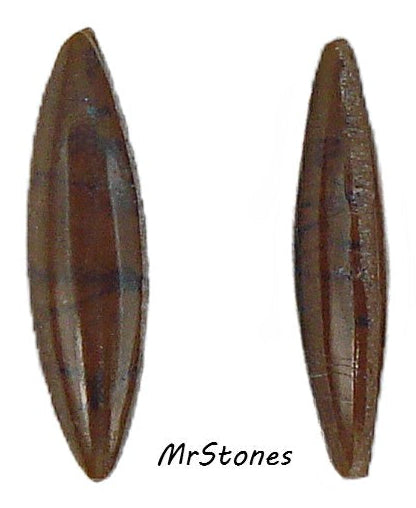 15x4mm (3146) Brown Black Matrix Marquise Navette Buff Top Doublet West Germany