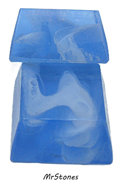 16mm (2400) Flawed Light Sapphire Square Flatback Cube No Foil West Germany