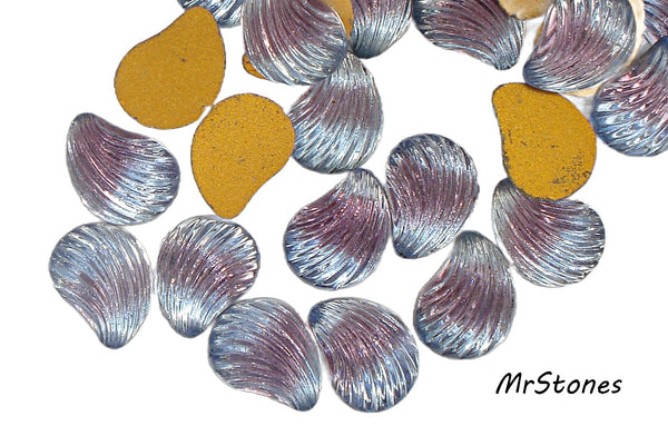 13x10mm (LEAF) Shell Bi Color Ruby Light Sapphire Flatback Right and Left Pointed