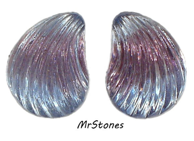 13x10mm (LEAF) Shell Bi Color Ruby Light Sapphire Flatback Right and Left Pointed