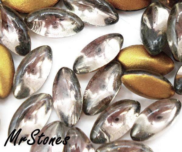 8x4mm (3146) Black Diamond Marquise Navette Buff Top Doublet