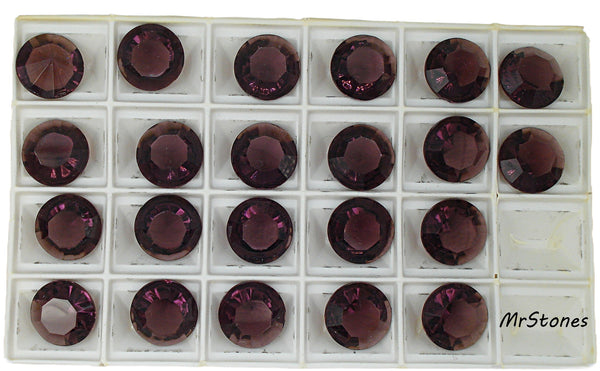 14mm (1100/2) (60ss) TTC Cz Amethyst Unfoiled Round Chaton 8mm Thick