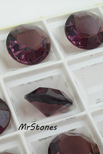 14mm (1100/2) (60ss) TTC Cz Amethyst Unfoiled Round Chaton 8mm Thick