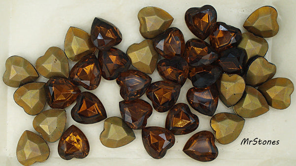 15x14mm (4800/2) TTC Smoked Topaz Brown Heart Shape Czech