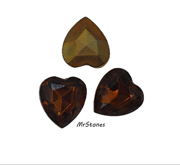 15x14mm (4800/2) TTC Smoked Topaz Brown Heart Shape Czech
