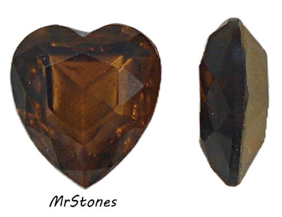 15x14mm (4800/2) TTC Smoked Topaz Brown Heart Shape Czech
