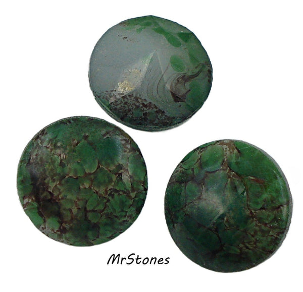 14.2-14.5mm (3189) (60ss) Green with Brown Matrix Round Buff Top Doublet West Germany