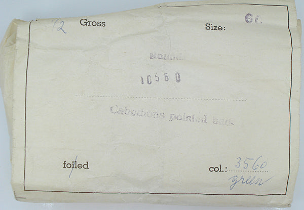 14.2-14.5mm (3189) (60ss) Green with Brown Matrix Round Buff Top Doublet West Germany
