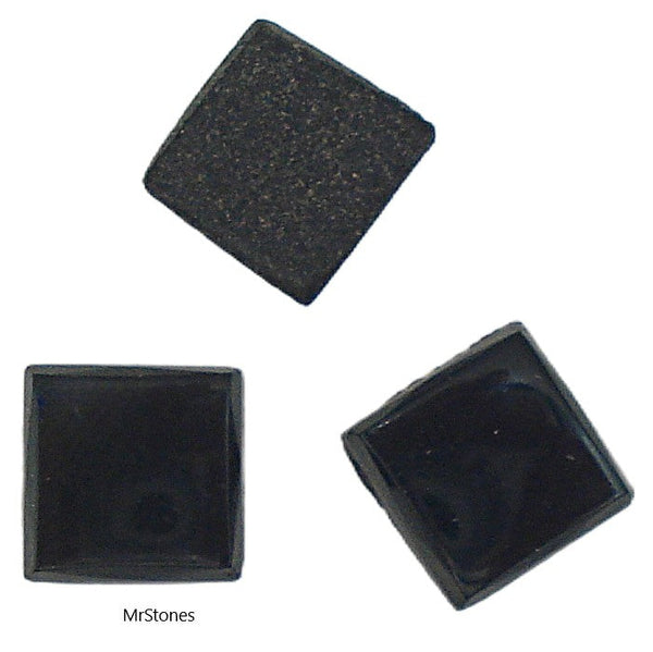 7mm (3615) Jet Black Square Buff Top Flat Back