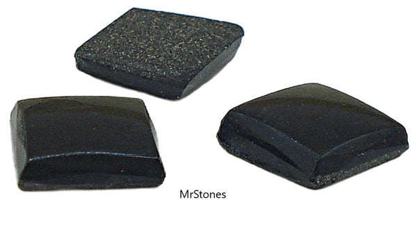 7mm (3615) Jet Black Square Buff Top Flat Back