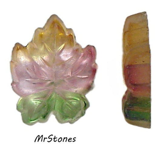 13x10.5mm (LEAF) Frosted Matte Tri Color Maple Flatback Leaf Jonquil Rose Peridot