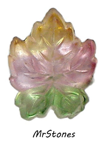 13x10.5mm (LEAF) Frosted Matte Tri Color Maple Flatback Leaf Jonquil Rose Peridot