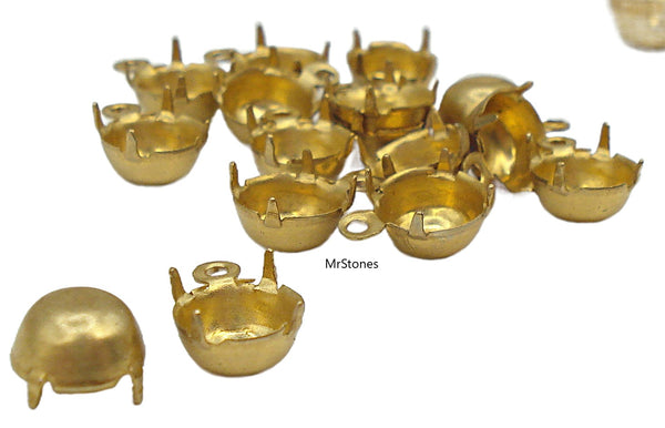 6.3-6.5mm (30ss) Brass Gold Tone Round 4 Prong Dangle Setting 4pc/$1.00