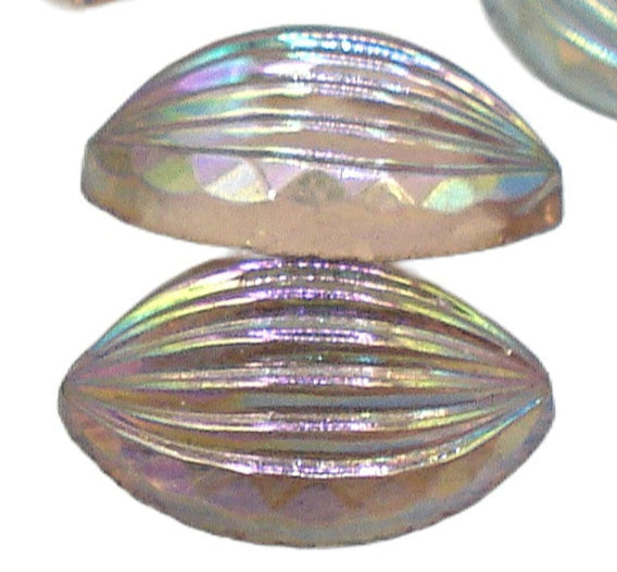 14x10mm Light Amethyst AB Flatback Leaf Shell Ribbed