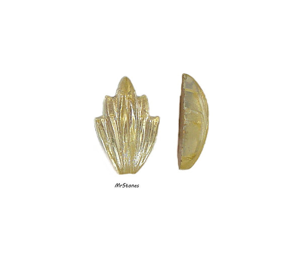 14x9mm (LEAF) Jonquil Yellow Flatback Fan Leaves West Germany