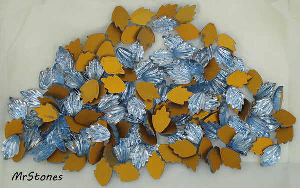 14x9mm (LEAF) Light Sapphire Blue Flatback Fan Leaves West Germany