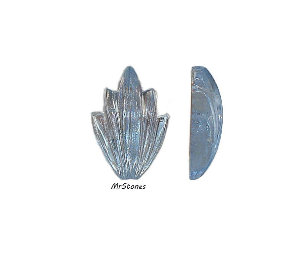 14x9mm (LEAF) Light Sapphire Blue Flatback Fan Leaves West Germany