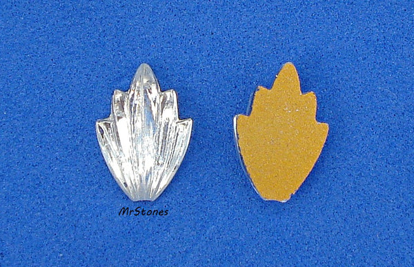 14x9mm (LEAF) Crystal White Flatback Fan Leaves West Germany