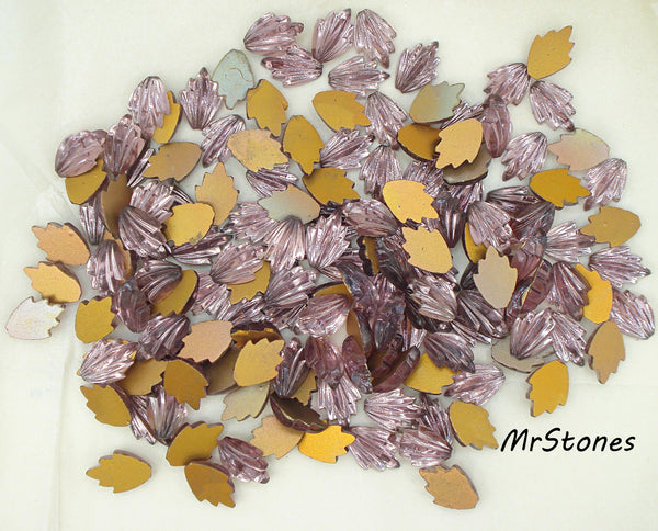 14x9mm (LEAF) Light Amethyst Purple Flatback Fan Leaves West Germany