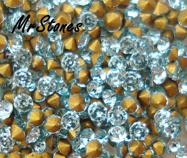 1.15mm (1100) (4pp) France Aqua Blue Demi-Fins Round Chatons 10pk/$1.00