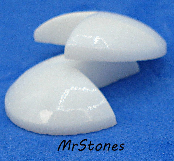 18mm (2194) Chalk White Opaque 3/4 Round PacMan Cabochon West Germany