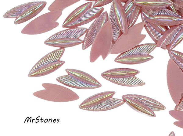 22x9mm (LEAF) Rose AB Smooth Textured Flat Back Glass Leaves Left or Right Textured