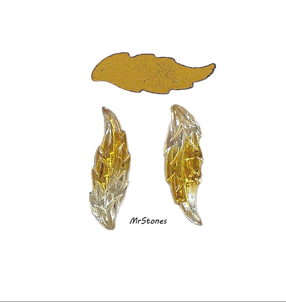 21x7mm (LEAF) Bi Color Jonquil Topaz Flatback Leaves Left or Right Pointed
