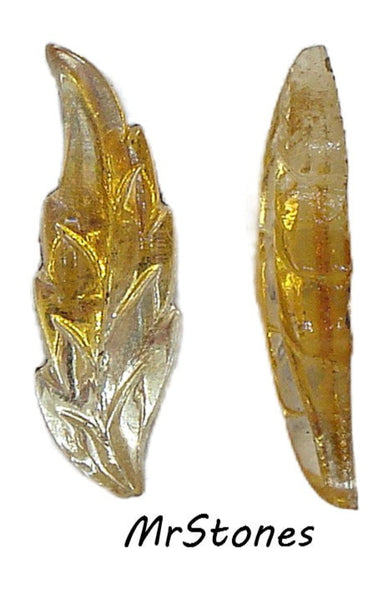 21x7mm (LEAF) Bi Color Jonquil Topaz Flatback Leaves Left or Right Pointed