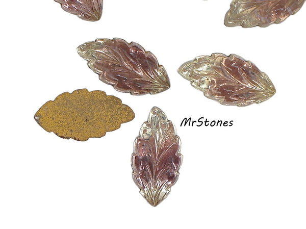 15x7mm (LEAF) Bi Color Amethyst Jonquil Flatback Leaves