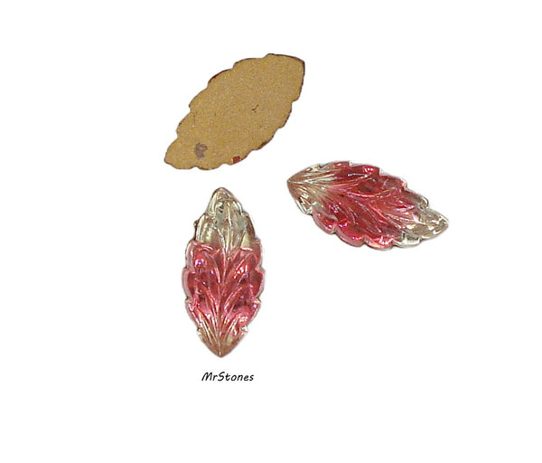 15x7mm (LEAF) Bi Color Ruby Jonquil Flatback Leaves