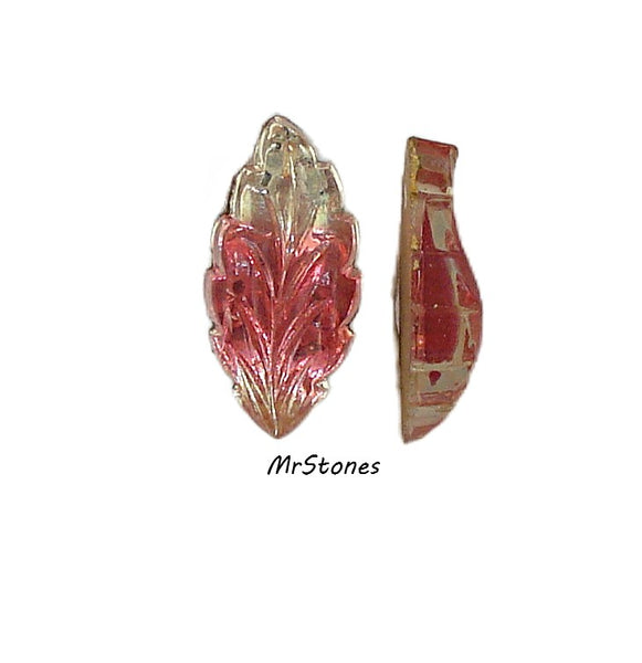 15x7mm (LEAF) Bi Color Ruby Jonquil Flatback Leaves