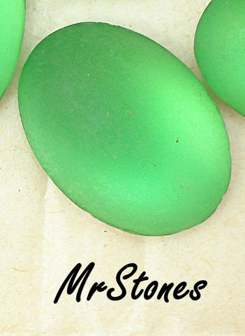 18x13mm (2195) Frosted Matte Peridot Green Oval Cabochon