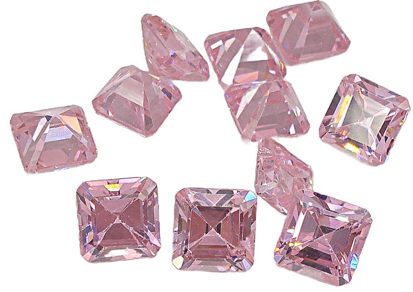 8mm (S19) Pink Step Cut Square Octagon Cubic Zirconia