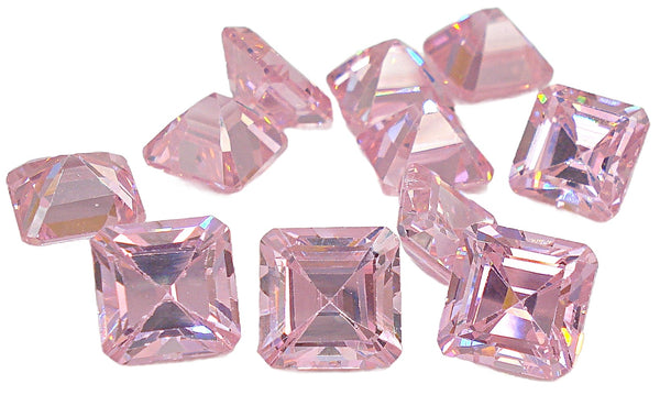 8mm (S19) Pink Step Cut Square Octagon Cubic Zirconia