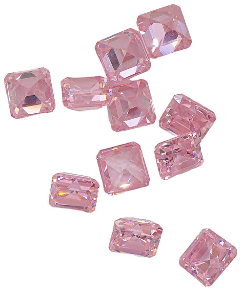 8mm (S19) Pink Step Cut Square Octagon Cubic Zirconia