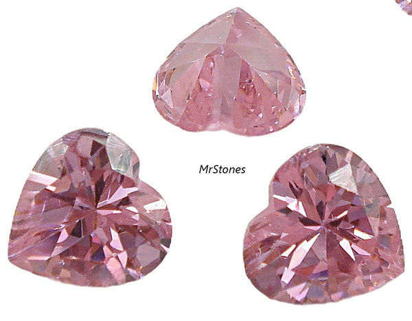 9x9mm (S19) Pink Heart Cubic Zirconia 3ct Size