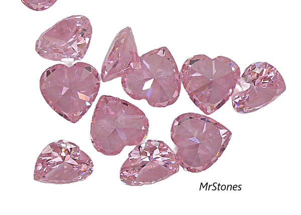 9x9mm (S19) Pink Heart Cubic Zirconia 3ct Size
