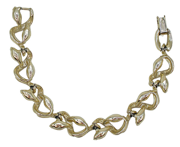 Lisner Bracelet Gold Tone Textured Ribbon 10x5mm Amethyst Marquises 7" x 1/2"