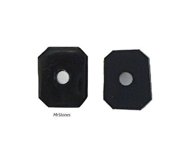 10x8mm (S16) Natural Black Onyx Jet Cushion Octagon with Hole 3pc/$2.00