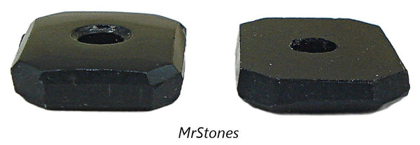 10x8mm (S16) Natural Black Onyx Jet Cushion Octagon with Hole 3pc/$2.00